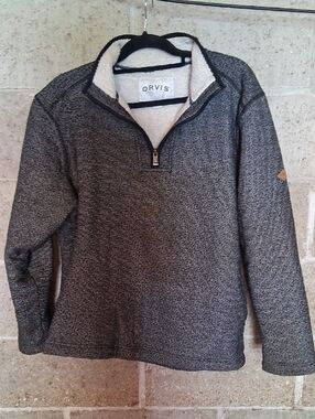 NWOT Orvis Men's Gray Half-Zip Sweater with Sherpa Lining